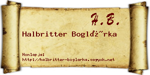 Halbritter Boglárka névjegykártya
